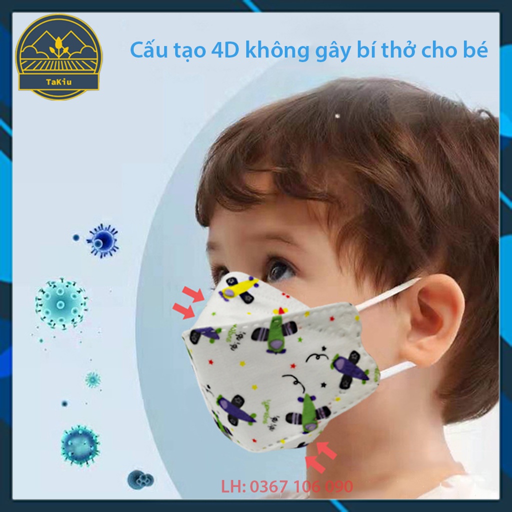 Khẩu Trang KF94 Cho Bé Hoạ Tiết Tiêu Chuẩn Hàn Quốc Túi 10 Cái