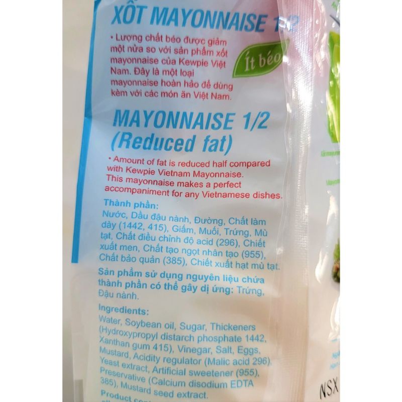 Dành Cho Eatclean-Xốt Mayonnaise 1/2 ít Béo Kewpie/Dịu Ngọt 300gr