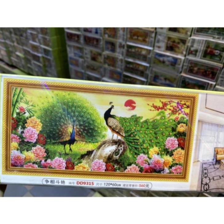 Tranh đính đá Phu thuê viên mãn chim công  mẫu mới. dream valley 120*60cm -D9315 ( chưa đính) | BigBuy360 - bigbuy360.vn