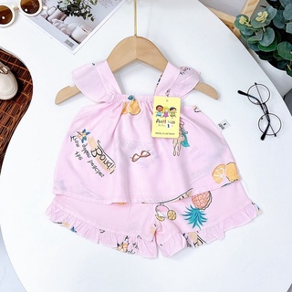 Bộ lanh lụa 2 dây cánh tiên cho bé gái 8-20kg