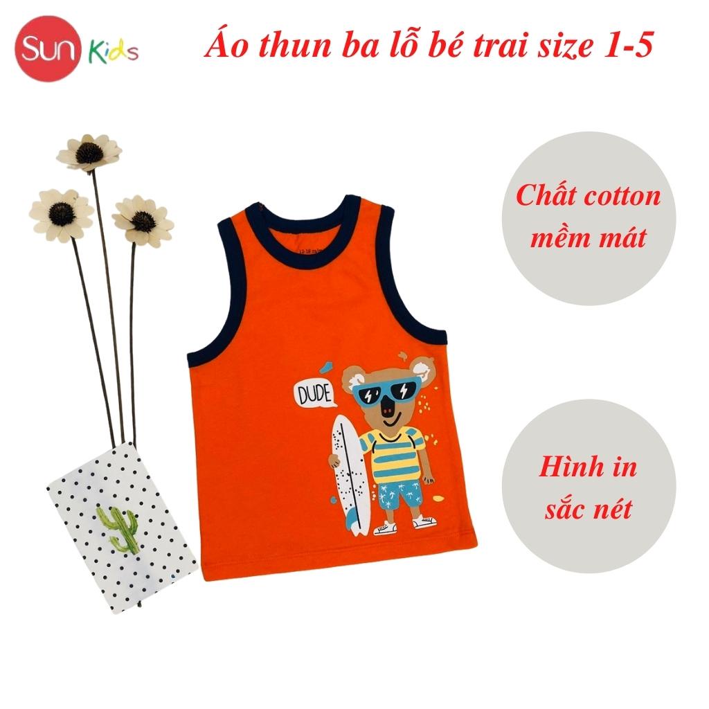 Áo thun bé trai, áo ba lỗ bé trai chất cotton, nhiều màu, Size 1 - 5 tuổi - SUNKIDS