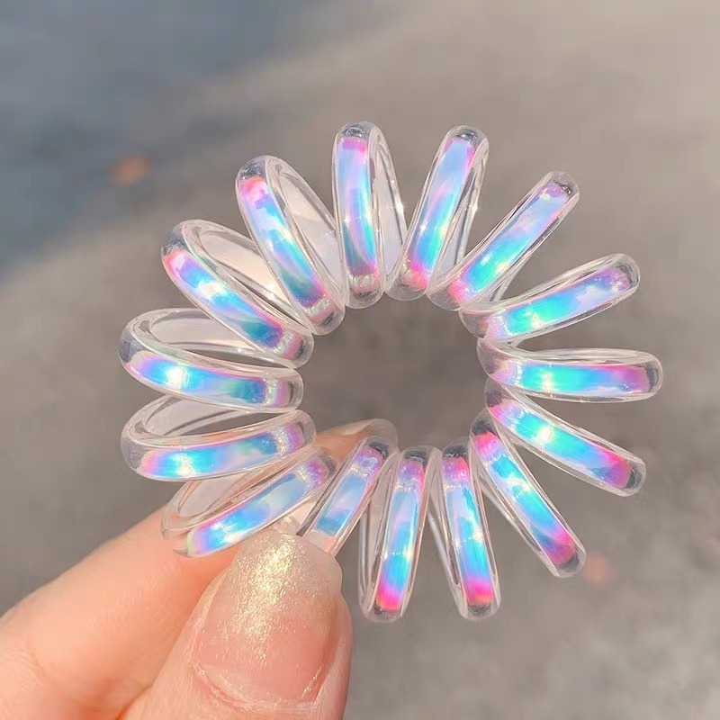 Dây Buộc Tóc Co Giãn Chất Liệu Nhựa Hình Xoắn Ốc Phong Cách Hàn Quốc Cho Nữ