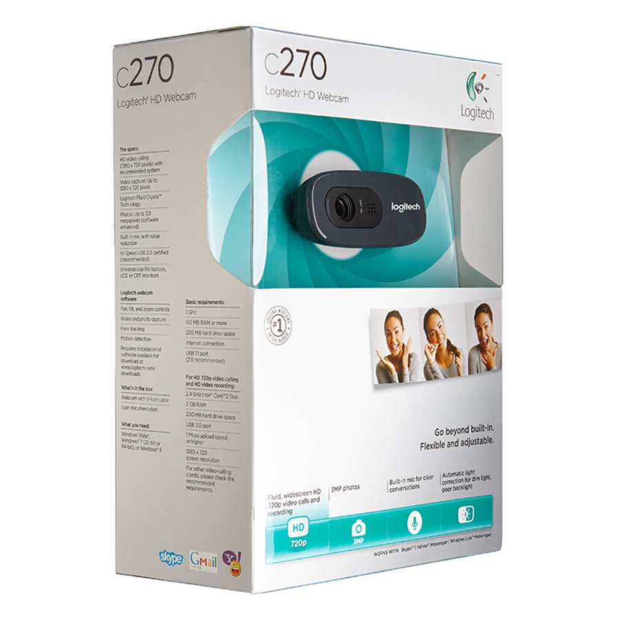 Webcam Logitech C270 HD 720P - Hàng Chính Hãng