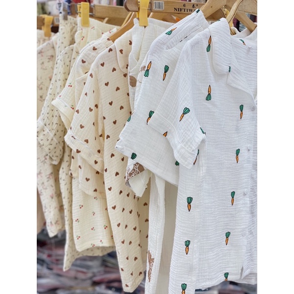 MUSLIN TAY CỘC QUẦN CỘC Bộ pijama bộ mặc nhà chất xô đẹp xịn cao cấp hàng thiết kế giá sale | BigBuy360 - bigbuy360.vn