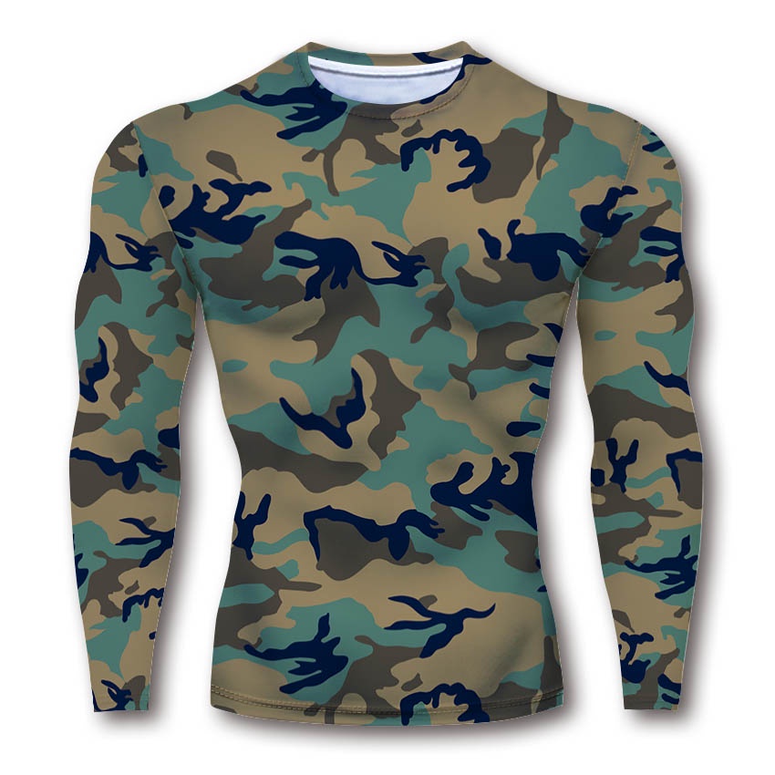 Áo thun HUQISHA tay dài thoáng khí khô nhanh họa tiết rằn ri thời trang mùa hè cho nam