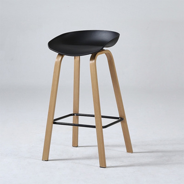 Ghế nhựa quầy BAR chân gỗ đơn giản-makeup - ghế trang điểm , lễ tân , nail mặt nhựa hở BGN033