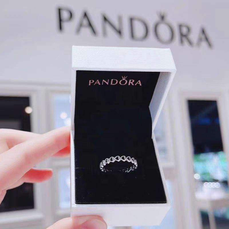 Nhẫn Mạ Bạc 925 Mặt Trái Tim Pandora