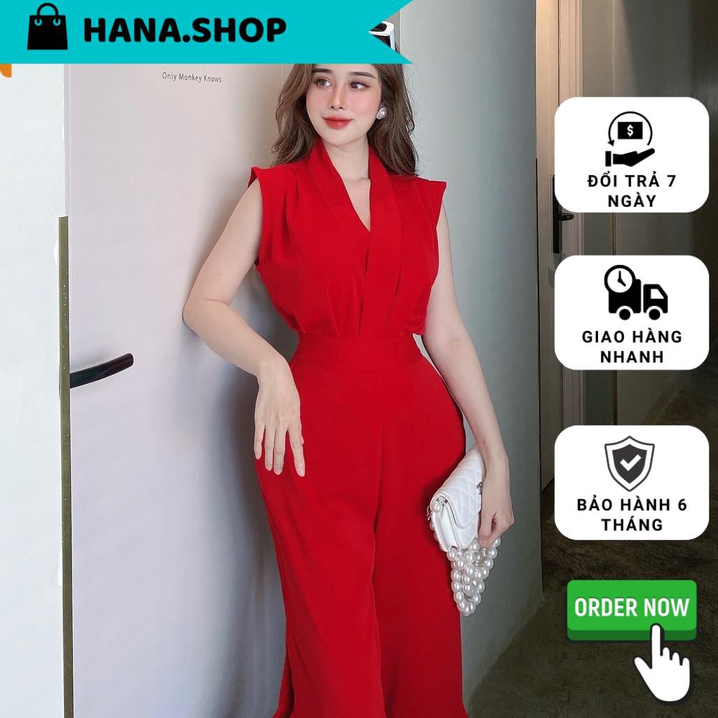 Set cổ đổ + quần xẻ màu đỏ- LS02