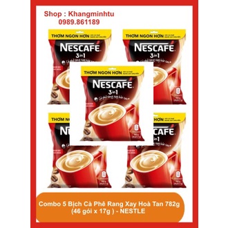 Combo 5 Bịch Cà phê rang xay hoà tan Nescafe 3in1 bịch 782g (46 gói*17g) - Nestle