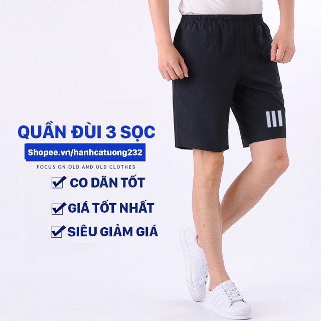 ⚡️Freeship⚡️ Quần đùi nam phong cách 3 sọc thể thao mã 3 sọc trơn