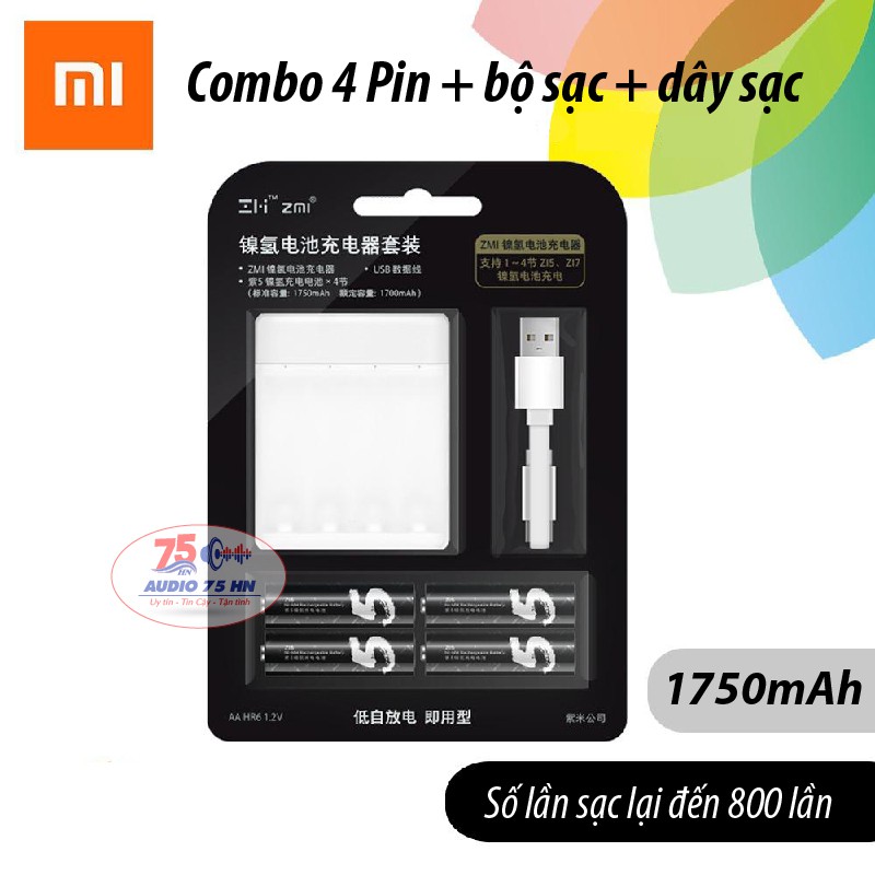 {Chính hãng} Bộ sạc pin AA/AAA Xiaomi PB401 kèm 04 viên Pin sạc AA Xiaomi Zi5