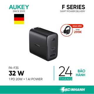 Cốc sạc Aukey 1USB 1Type-C 32W PA-F3S