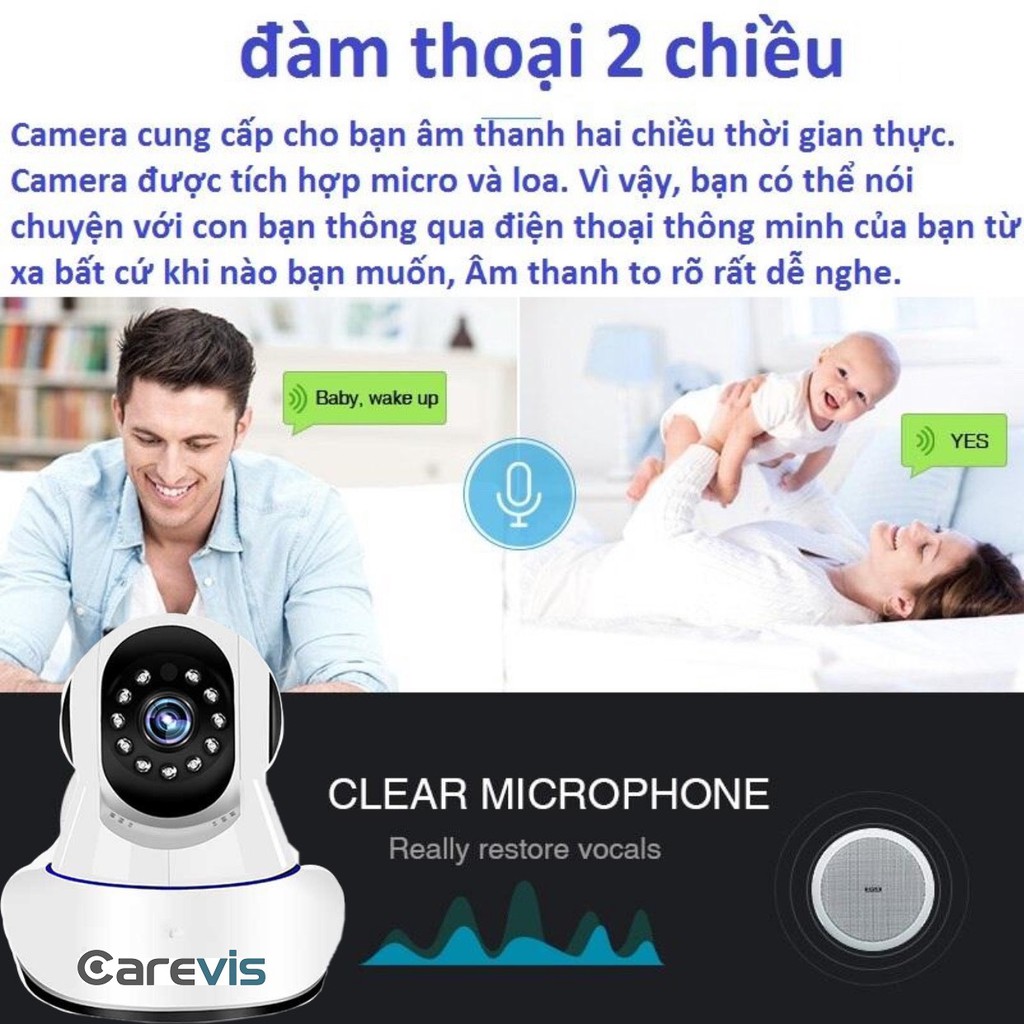 (Kèm thẻ nhớ 64GB) Camera WIFI - Camera Ip CareCam 3 Râu (R8)45X-XFL200 - Độ Phân Giải 2.0Mpx  (Carevis r8) | BigBuy360 - bigbuy360.vn