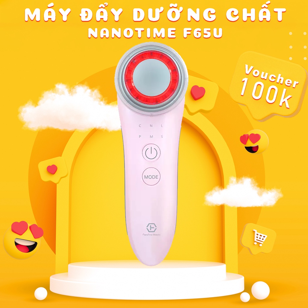 Máy điện di tinh chất đa năng 6 in1, Nâng cơ EMS và  trẻ hoá NanoTime F65U HTBeauty dưỡng da, đẩy tinh chất hiệuj quả