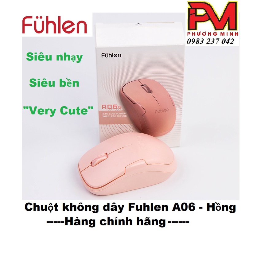 Chuột Fuhlen không dây A06 G hồng Pink cute, A09 Đen / Hồng pastel, nhanh nhạy, độ bền cao - Hàng chính hãng cao cấp