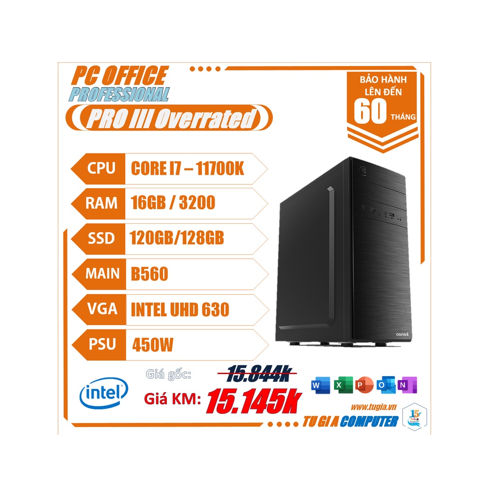 PC Sirius Pro III Bộ máy tính học online, bán hàng, dùng cho văn phòng, Ram 4Gb, có ổ SSD nhiều cấu hình