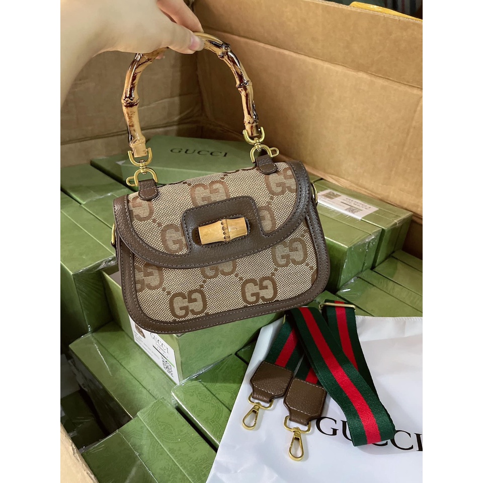 Túi xách gc quai gỗ dây đeo chéo bản to size 20 fullbox