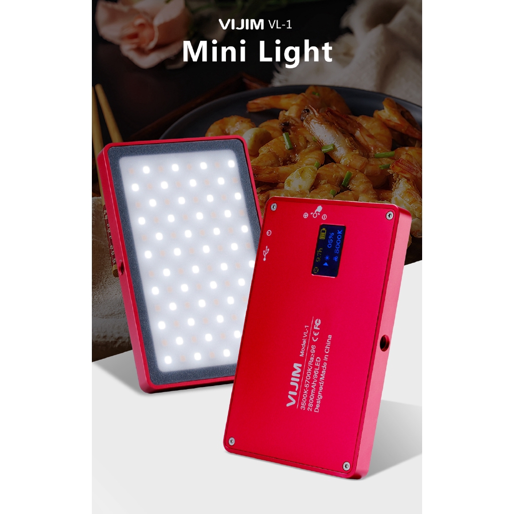 VIJIM VL-1 Mini LED Video Light Magnetic Dimmable Nhiếp ảnh chiếu sáng trên máy ảnh 96 đèn LED Lamp Lạnh giày cao CRI96
