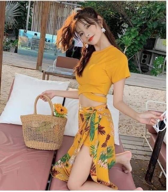 [Mã FAMARAL2 giảm 10K đơn 50K]Bộ bơi set 3 hoạ tiết lá dừa