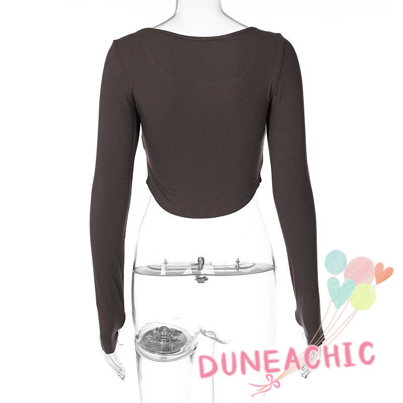 DUNEA Áo kiểu DUNEA tay dài cổ vuông họa tiết đính đá long lanh xinh xắn thời trang dành cho nữ