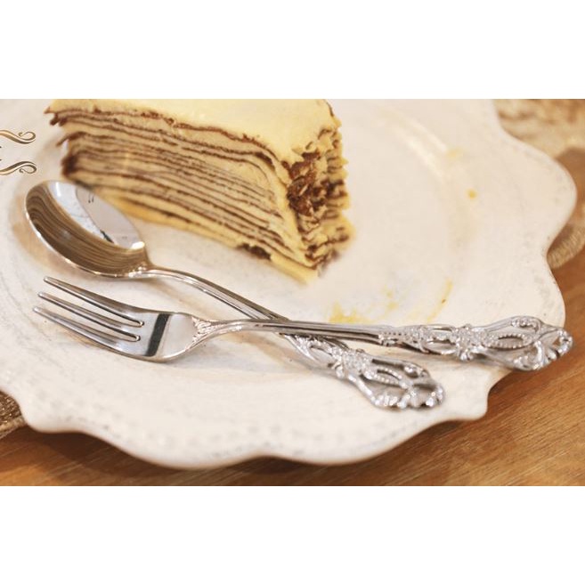 Muỗng cà phê/ nĩa ăn trái cây XIAODUOJIAJU bằng thép không gỉ phong cách châu Âu chuyên dụng