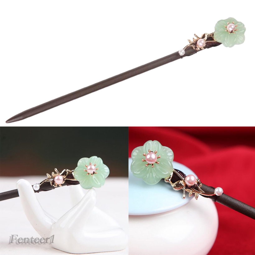 Trâm Cài Tóc Bằng Gỗ Tự Nhiên Họa Tiết Hoa Phong Cách Trung Quốc Cổ Điển Fenteer1