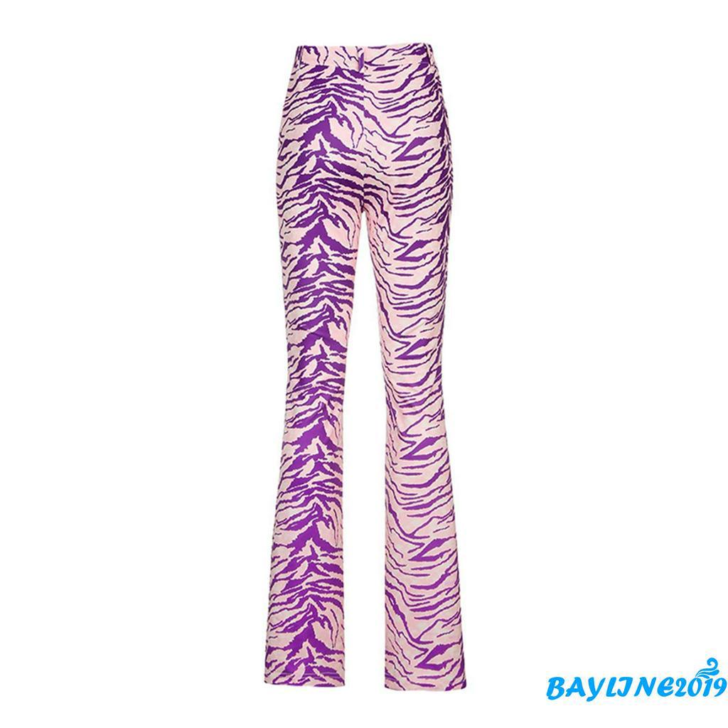 Quần Dài Nữ Ống Rộng Họa Tiết Sọc Thời Trang Cá Tính