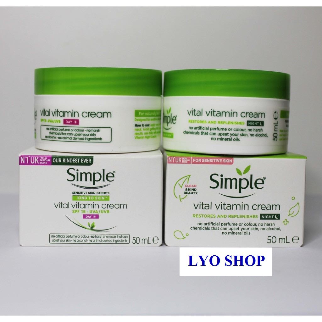 🌺  Mypham31  🌺  Kem Dưỡng Da simple Ban Đêm ban ngày Kind To Skin Vital Vitamin Day Night Cream MLN31  🌺