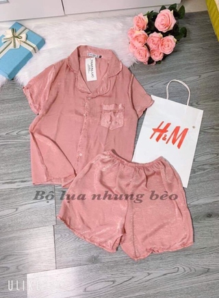 BỘ PIZAMA LỤA NHUNG CỘC TAY