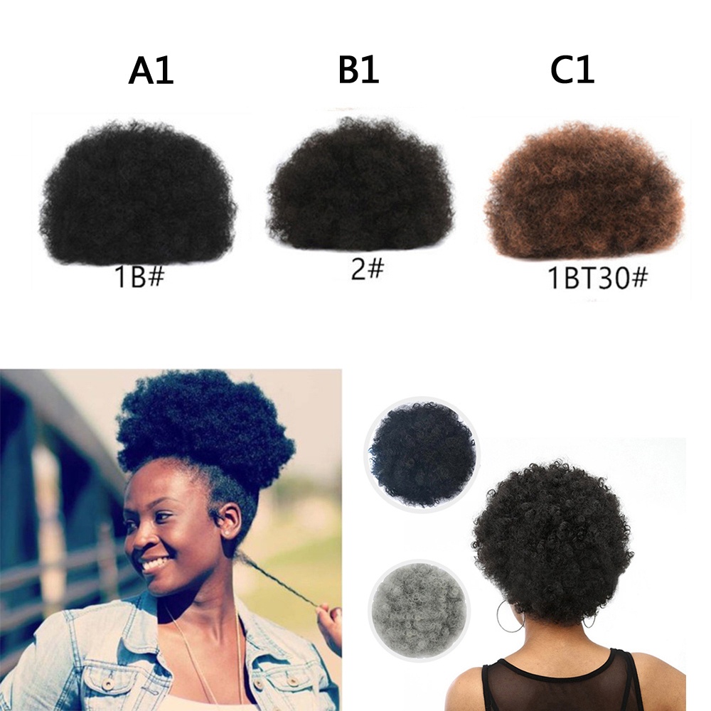 Lifedecor 1 x African Afro Bun Short Kinky Curly Wrap Drawstring Puff Ponytail Bun Hair