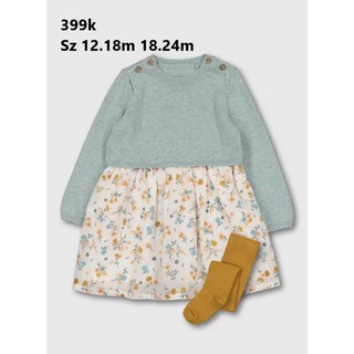 Set váy len xanh + quần tất tu săn sale sz 12-18m 18-24m