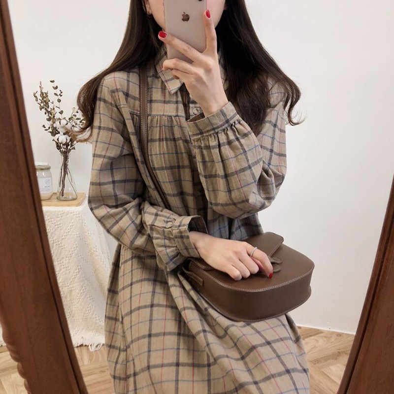 [ORDER] Mã V01_Váy sơ mi ulzzang dài kẻ sọc dài tay