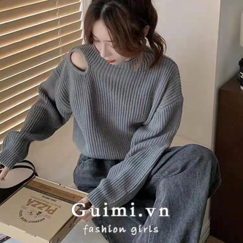 Áo Dệt Kim Nữ Dài Tay Cổ Tròn Thời Trang Hàn