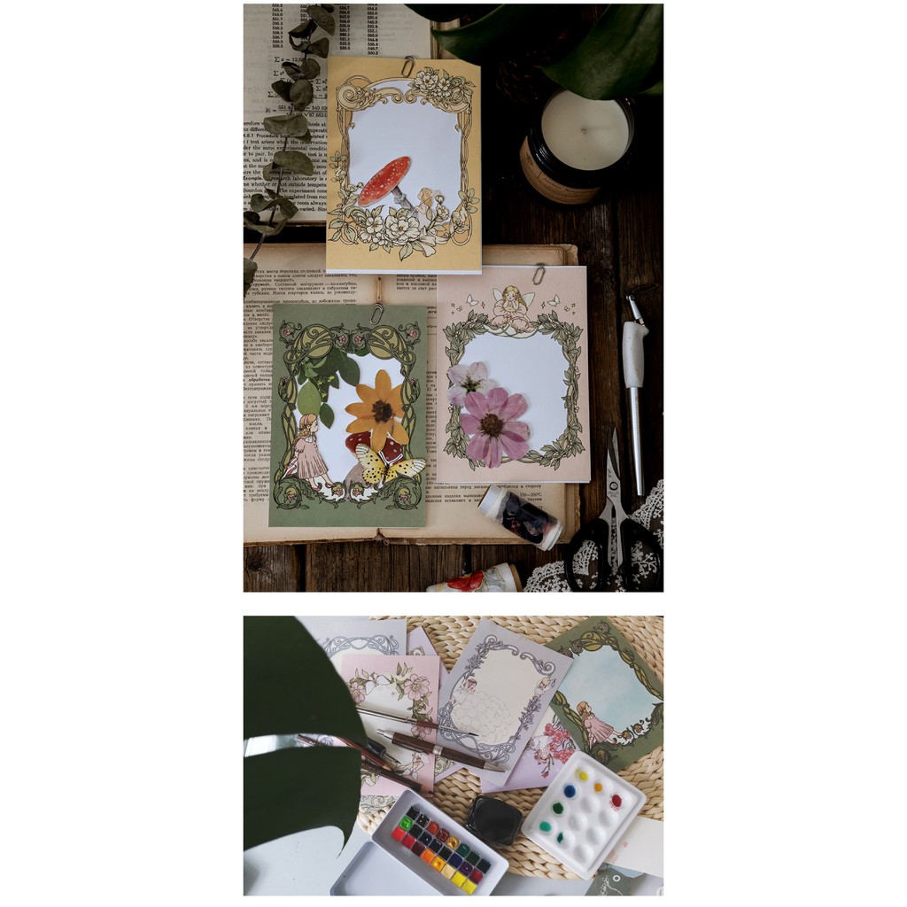 Giấy note vintage 100 tờ giấy nhớ ghi chú dễ thương trang trí sổ planner làm bullet journal dụng cụ dán Afternoon Garden