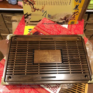 Khay Trà Gỗ Nâu Trạm Đồng