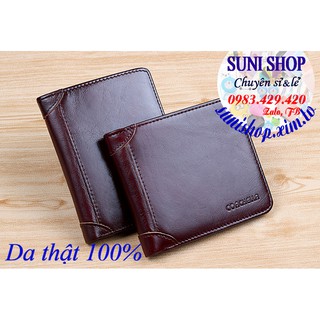 Combo 2 ví nam da bò thật COR 100%, ví da bò, ví đứng, ví ngang, ví da thật