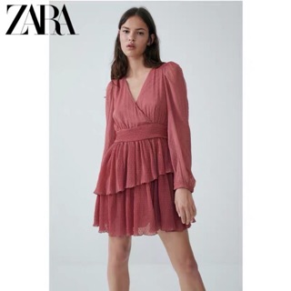 Đầm Zara chiffon voan dập ly siêu xịn