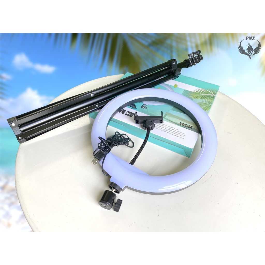 Đèn Livestream 30cm đi kèm Chân đỡ đèn bằng sắt dài 2m1 nhập khẩu mới 100% xuất VAT công ty