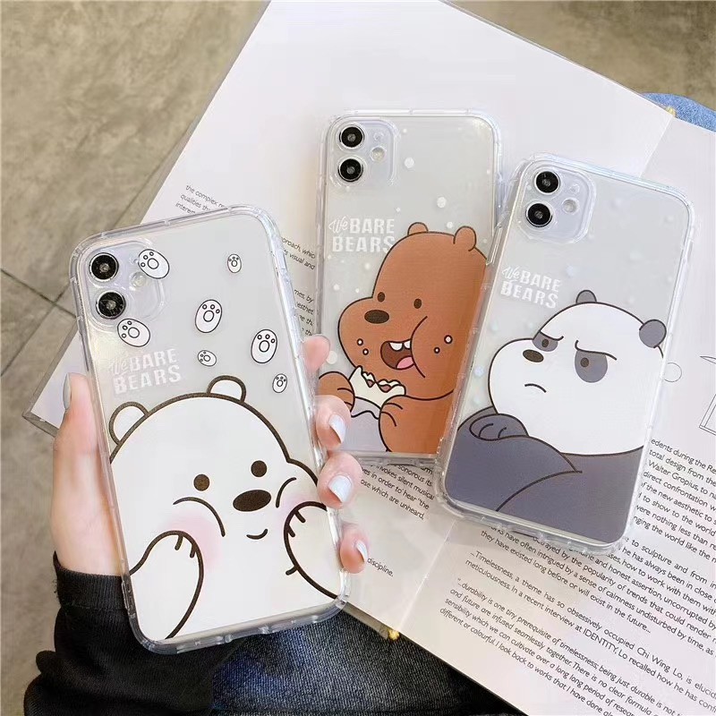 Ốp điện thoại dẻo trong suốt We bare bears! 3D cho iPhone 11 11Pro 11Promax X XS XR XSmax 7 8 plus