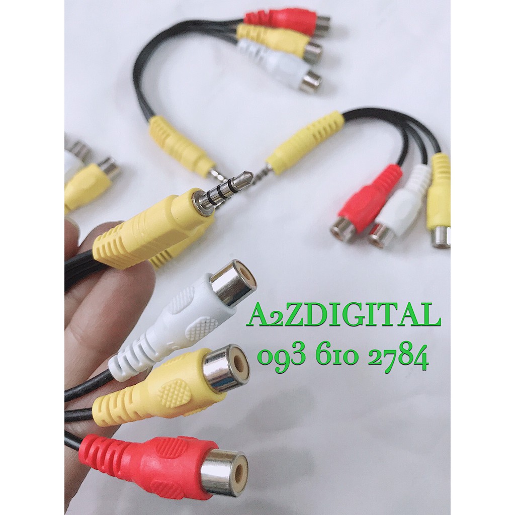 DÂY LOA CHUYỂN TỪ JACK CẮM 3.5mm SANG 3 ĐẦU BÔNG SEN_RCA CÁI