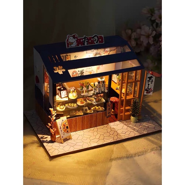 Cửa tiệm sushi, bánh ngọt, hoa, nail DIY có đèn LED ấm áp
