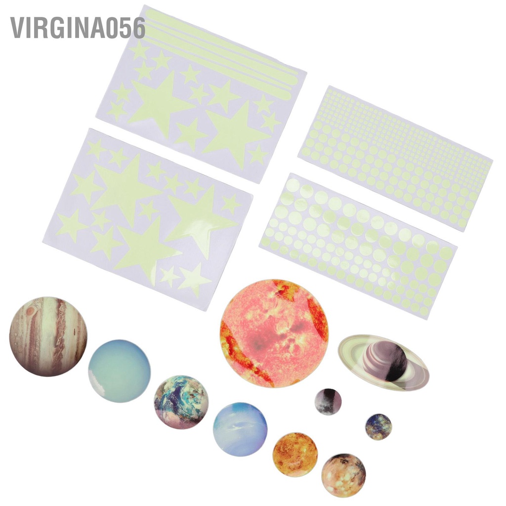 Virgina056 14 cái Hành Tinh Phát Sáng Dán Tường trong Hệ Mặt Trời Ngôi Sao Bóng Tối Decal cho Phòng Ngủ Trẻ Em Mẫu Giáo