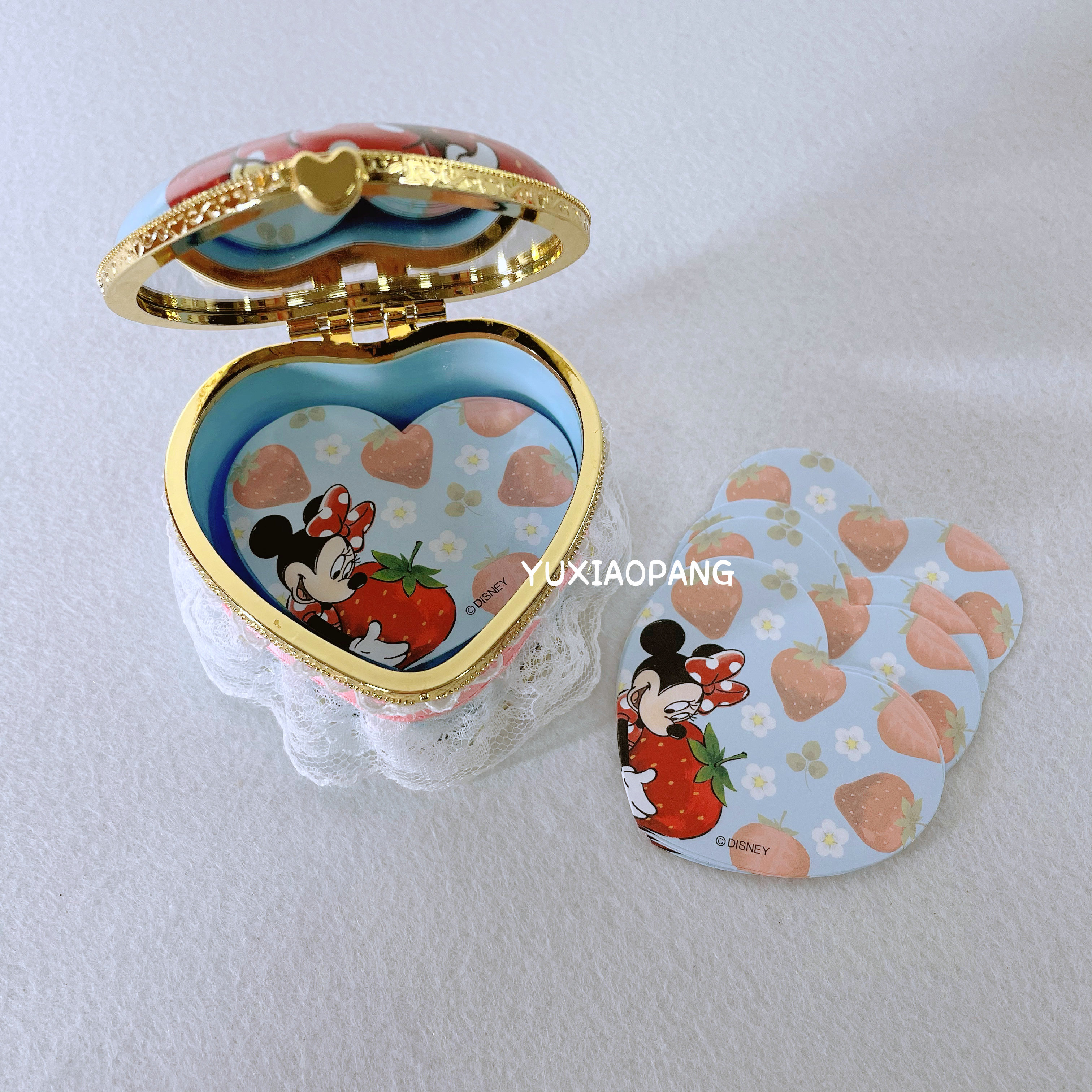 Minnie Strawberry Bear Limited Japan Tokyo Disneyland Love Notes 200 Pieces Jewelry Box with Storage Box