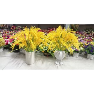 Bông lúa nhựa cắm bình sứ trắng (giá đã gồm cả hoa và bình) - Hoa giả