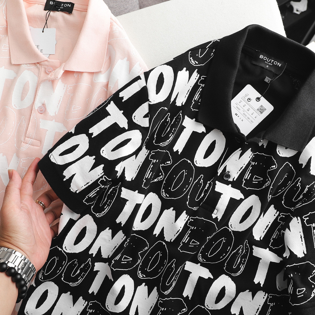 Áo Thun Polo Nam, Áo Phông Polo Nam Có Cổ Tay Ngắn BOUTON In Hình, Vải Cá Sấu Cotton Cao Cấp, Form Slim PLBO0018 160STOR | BigBuy360 - bigbuy360.vn