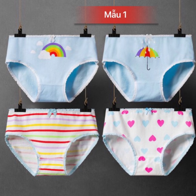 Set 4 quần lót BÉ GÁI cotton siêu đẹp,siêu đáng yêu