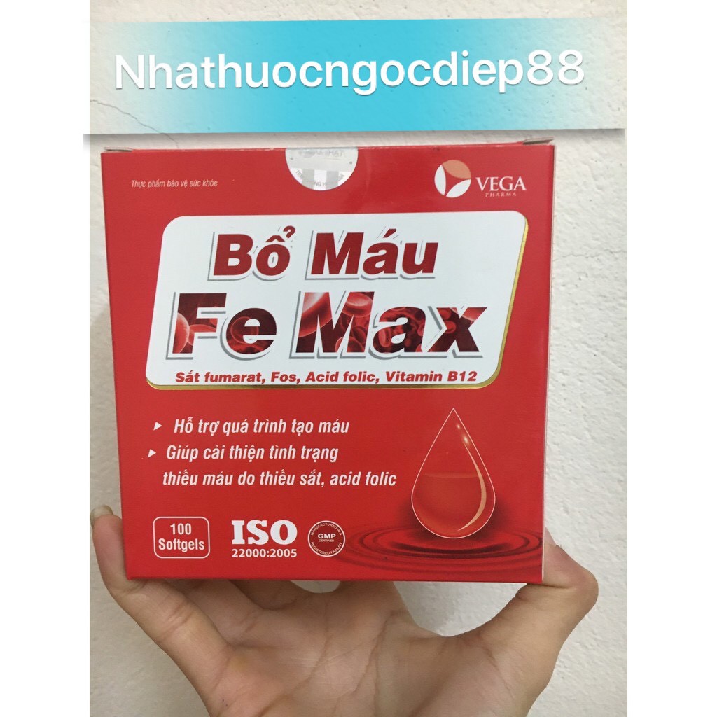 Viên uống bổ máu Femax bổ sung sắt và acid folic cho cơ thể hộp 100v