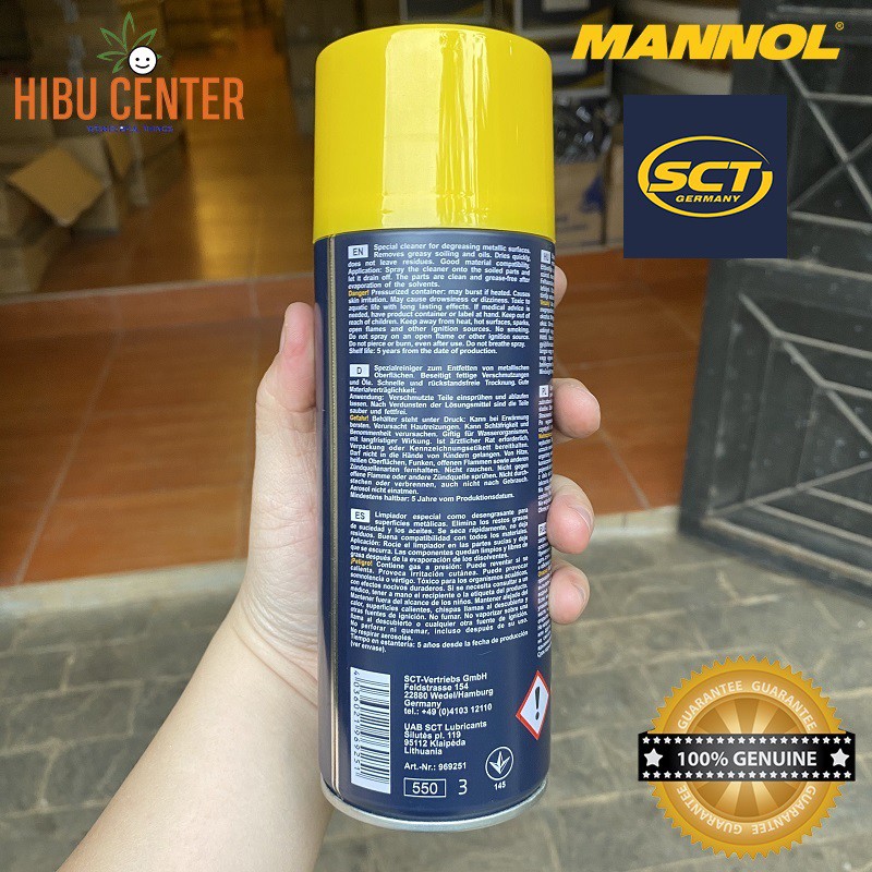 Chai Vệ Sinh Hệ Thống Phanh Xe 2 Bánh, 4 Bánh MANNOL 969251 – 450ML SCT-Brake Cleaner – Hàng Đức Chính Hãng – HIBUCENTER