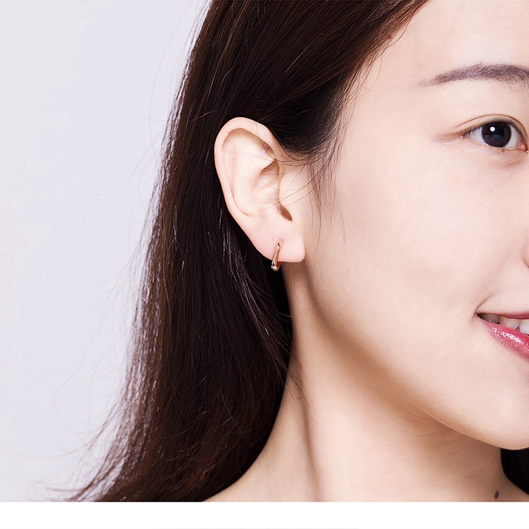 Khuyên tai Bamoer bạc 925 màu vàng hình tròn nhỏ thời trang tinh tế sang trọng cho nữ