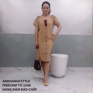 Áo đầm vải linen tay cộc xếp vai